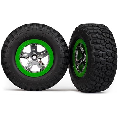 Traxxas Slash Front BFG Mud-Terrain Tires on Green Rims (2)