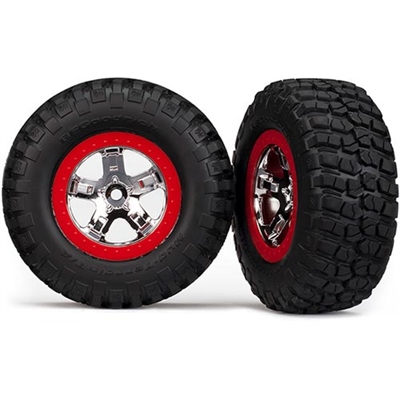 Traxxas Slash Rear BF Goodrich Mud Terrain Tires On Red Rims (2)