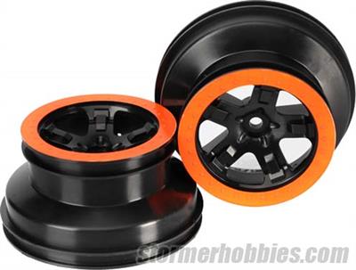 Traxxas Slash Rear Black/Orange SCT 2.2/3.0" Dual Profile Rims (2)