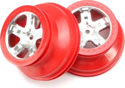 Traxxas Slash Rear Rims With Red Bead Rings (2)
