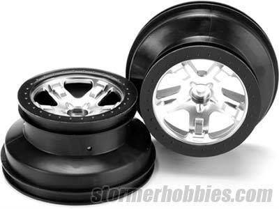 Traxxas Slash Front Chrome/Black SCT 2.2/3.0" Dual Profile Rims (2)