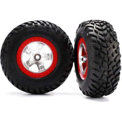 Traxxas Slash Front Ultra Soft S1 Tires On Chrome/Red Rims (2)