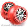 Traxxas Slash Front Split Spoke Chrome Rims/Red Rings (2.2 x 3.0) (2)