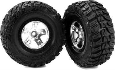 Traxxas Slash Front Kumho Tires On Satin Chrome/Black Rims (2)