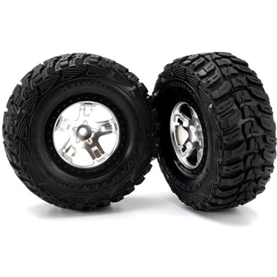 Traxxas Slash Front Kumho Tires On SCT Satin Chrome Rims (2)