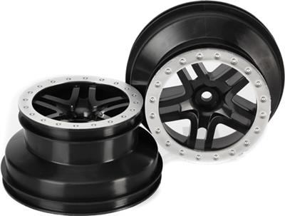 Traxxas Slash Rear SCT Split-Spoke Black/Satin Chrome Rims (2)