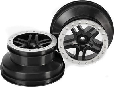 Traxxas Slash Front SCT Split-Spoke Black/Satin Chrome Rims (2)