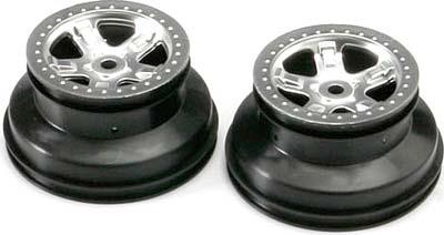 Traxxas Slayer Beadlock Style Rims, SCT Satin Chrome (2)