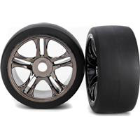 Traxxas XO-1 Rear Slick Tires On Black Chrome Rims (2)