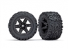 Traxxas Rustler Rear Talon Extreme Tires on 2.8" RXT Black Rims (2)
