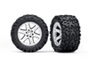 Traxxas Rustler Rear Talon Extreme Tires on 2.8" RXT Satin Chrome Rims (2)