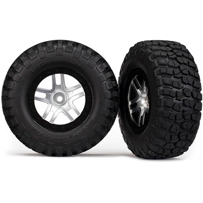 Traxxas Slash 4x4 BFG Mud S1 Tires On Split Spoke Black Rims (2)