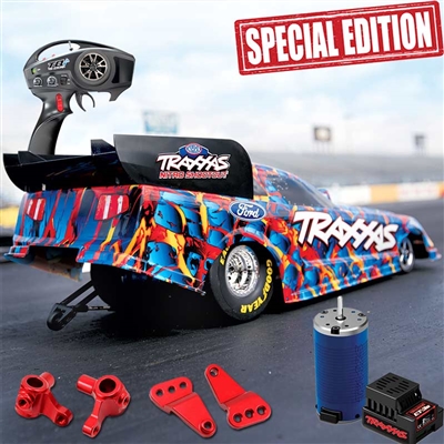 Traxxas 1/8th Special Edition Ford Mustang NHRA Funny Car RTR with red aluminum parts