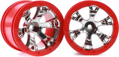 Traxxas 1/16 Summit Geode 2.2" Rims, Chrome/Red (2)