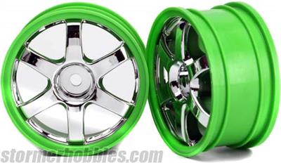 Traxxas 1/16 Volk Racing TE37 Rims, Green/Chrome (2)