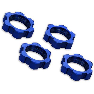 Traxxas X-Maxx 17mm Splined Serrated Wheel Nuts, blue aluminum (4)