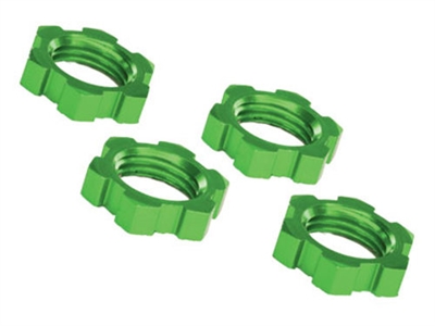 Traxxas X-Maxx 17mm Splined Serrated Wheel Nuts, green aluminum (4)