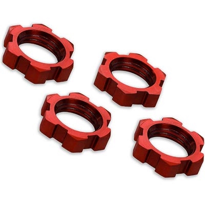 Traxxas X-Maxx 17mm Splined Serrated Wheel Nuts, red aluminum (4)