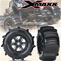Traxxas X-Maxx Front and Rear Paddle Tires on X-Maxx Black Rims with inserts (2)