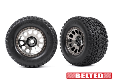 Traxxas X-Maxx  Gravix Belted Tires on Black Chrome Rims (2)