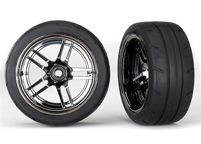 Traxxas 4-Tec 2.0 Rear Mounted 1.9" Extra Wide Response Tires on Split-Spoke Black Chrome Rims (2)