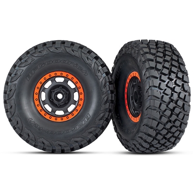 Traxxas Unlimited Desert Racer BFGoodrich Baja KR3 Tires on Black/Orange Beadlock Desert Racer Rims (2)