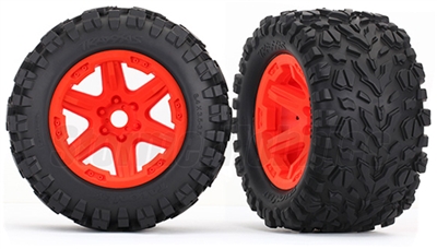 Traxxas E-Revo VXL Talon EXT Tires on Orange 17mm Rims (2)