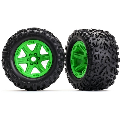 Traxxas E-Revo VXL Talon EXT Tires on Green 17mm Rims (2)
