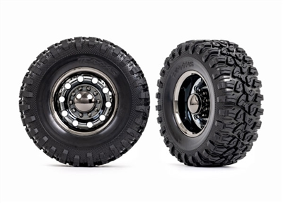 Traxxas TRX-6 2.2" Canyon Tires on 2.2" Big Rig black chrome rims (2)