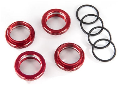 Traxxas Maxx Aluminum Shock Spring Collar Set, red (4)