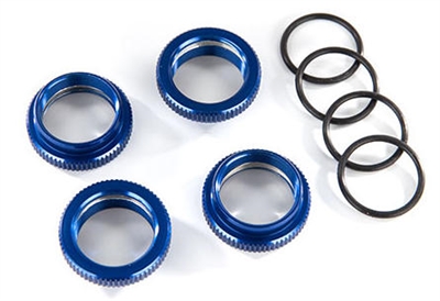 Traxxas Maxx Aluminum Shock Spring Collar Set, blue (4)