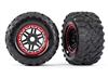 Traxxas Maxx MT Tires on Black/Red Rims (2)