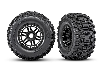 Traxxas Maxx Sledgehammer Tires on Black Rims (2)