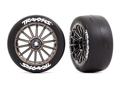 Traxxas Toyota Supra Black Chrome GT4 Front Wheels and Tires (2)