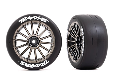Traxxas Toyota Supra Black Chrome GT4 Rear Wheels and Tires (2)