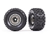 Traxxas Sledgehammer Tires on Black Revo rims w/Gray covers (2)