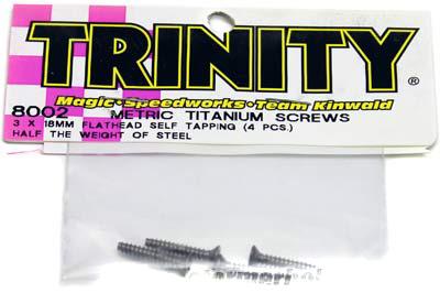 Trinity 3 x 18mm Flat Head Self Tapping Screws, Titanium (4)