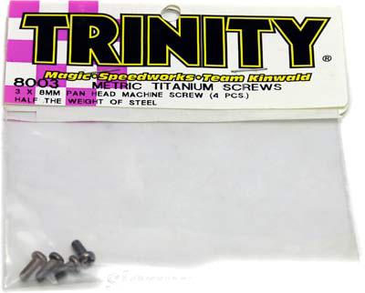 Trinity 3 x 8mm Pan Head Self Tapping Screws, Titanium (4)