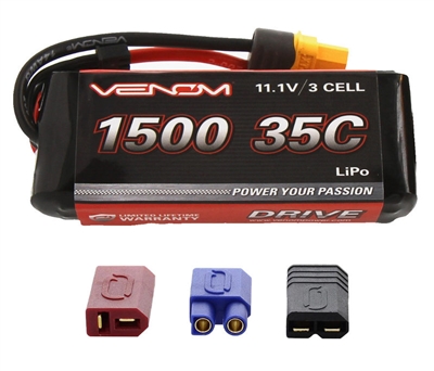 discontinued, Venom 1500mAh 35C 11.1V 3S Lipo Battery Pack with Universal Plug System