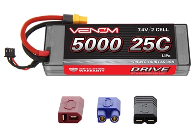 Venom 5000mAh 25C 7.4V 2S Lipo Battery Pack with Univeral Plug System