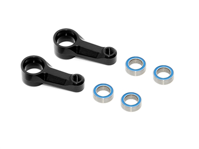 Xray X4 Dual Steering Arms, black aluminum w/ bearings