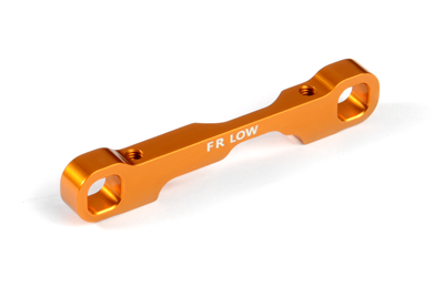 Xray T4 Front Lower 1-piece Suspension Holder - Rear - FF - Low, orange aluminum