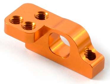 Xray T4 Rear Lower 2 Piece Suspension Mount, ARS left, orange aluminum