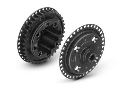 Xray X4 Gear Diff Case w 38T Pulley, Cover for Uni Bulkheads