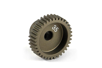 Xray Narrow Pinion Gear - hard coated aluminum - 64 pitch, 35 tooth