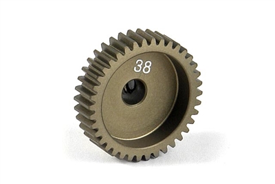 Xray Narrow Pinion Gear - hard coated aluminum - 64 pitch, 38 tooth