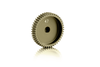 Xray Narrow Pinion Gear - hard coated aluminum - 64 pitch, 47 tooth