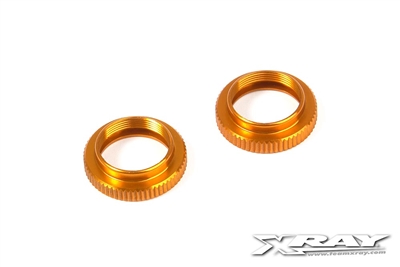 Xray T4 Shock Adjuster Nuts, orange aluminum (2)