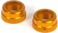 Xray X1 Aluminum Shock Nut And Cap With Vent Hole, Orange (2)