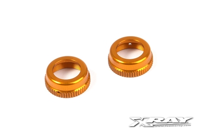 Xray T4 Shock Cap Nuts with Vent Hole, orange aluminum (2)